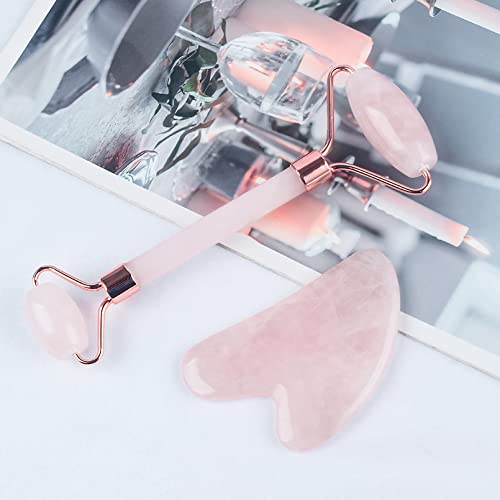 Cuteliili Jade Roller & Gua Sha Facial Tools, Natural Pink Jade Gua Sha Set And Massage Tools For Your Face And Body Treatment, For Beauty Anti Aging Reduces Wrinkles & Eye Puffiness,Christmas Gift #TOP1