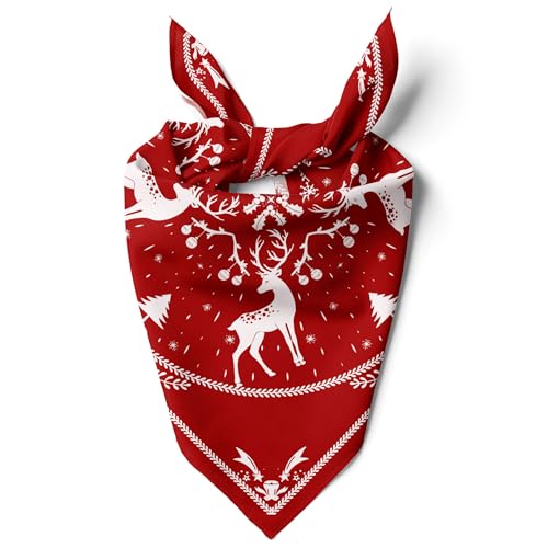dscarf Womens Neck Scarf 21x21 Small Square | Headband Scarf Ethnic Bandana Head Scarf Flowering Breathable Lightweight (Christmas Design 1)