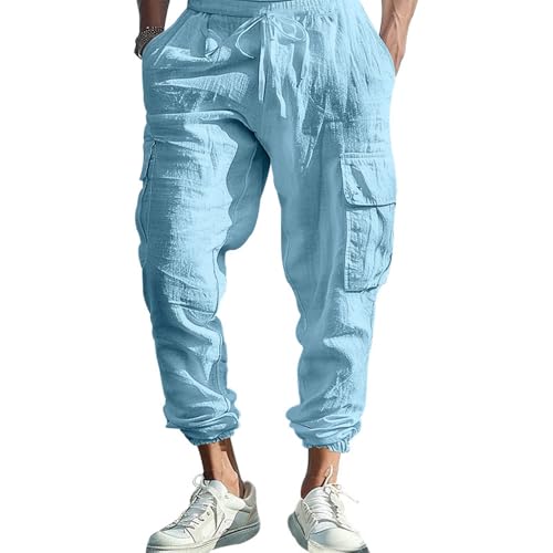LOAIHA Mens Casual Pants Elastic Waist Drawstring Yoga Baggy Tapered Harem Sweatpants Beach Trousers