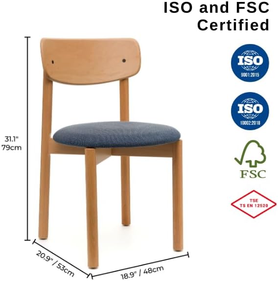 Miniatura 3 de Juego de 2 sillas de comedor de madera tapizadas modernas de mediados de siglo para muebles de habitación con diseño ergonómico duradero de alta
