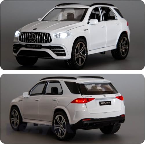 Image of 1 /32 Scale Benz AMG GLE 63S SUV Toy Car, Alloy Diecast Collectible Pull Back Car Model with Light and Sound Toy Vehicles for Adults Boys Girls Gift Toy (White)