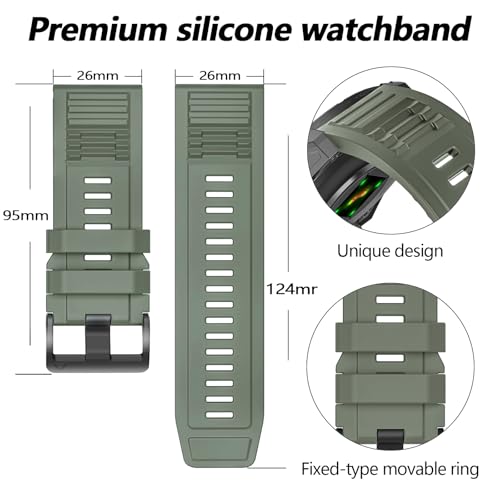Image of 26mm Quickfit Silicone Watch Bands Compatible with Garmin Fenix 8 Pro /quatix 8 51mm /Fenix 7X /7X Pro /6X /6X Pro /5X /5X Plus /3 HR /Enduro 3 2 /Descent Mk3i 51mm /Mk2i /Tactix 8 /7 pro /epix Pro 51MM