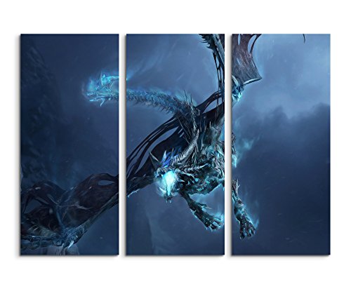 BilligerLuxus toile 3 pièces world of warcraft ice dragon 3 x 90 x 40 cm (120 totale x 90 cm tableau photo imprimé sur toile sur châssis