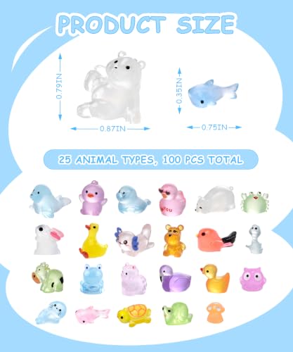 Image of FEXIA 25 Styles Mini Resin Animals,100 PCS,Fairy Garden Accessories Outdoor