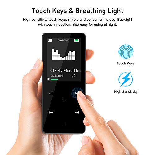 Mp3 Player With Bluetooth 40Gb Portable Music Player With Earphone Built-In Speaker Suitable For Walking Jogging Touch Buttons Support Voice Recorder E-Book #TOP4