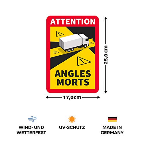 Attention Angles Morts voor bus/caravans, 25 x 17 cm, stickers, waarschuwingsborden, Franse stickers, met uv-bescherming, speciaal voor buiten STROBO - Afbeelding 4