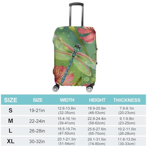 Dragonflies And Flowers Travel Luggage Cover Anti-scratch Suitcase Cover Elastic Suitcase Protective Cover Fits 19-32 Inch Luggage S2