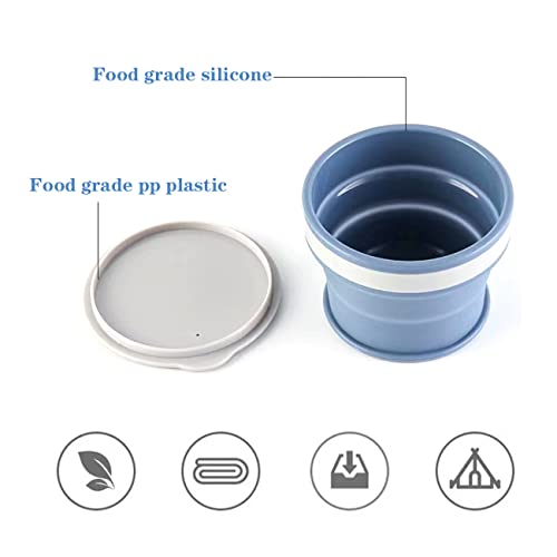 N |Collapsible Coffee Cup, Collapsible Travel Cup, Silicone Folding Water Cups Lids, Reusable Drinking Mugs Cup, Portable Camping Cup Portable Graduated Outdoor Hiking Travel(350Ml, 3.6Inches), Blue #TOP1