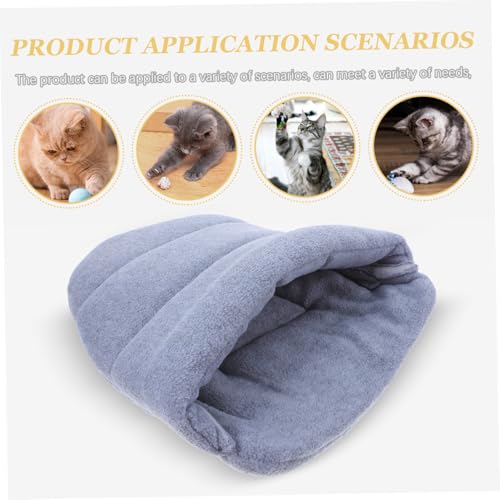 Supvox Haustierbett kleines Katzenbett Katzenschlafsack warmes Hundenest kleines Tierbett Katzen Wärmebett Kissen für Haustiere Hundehüttenbett Katzenhöhle Schlafsack Plüsch Hellgrau