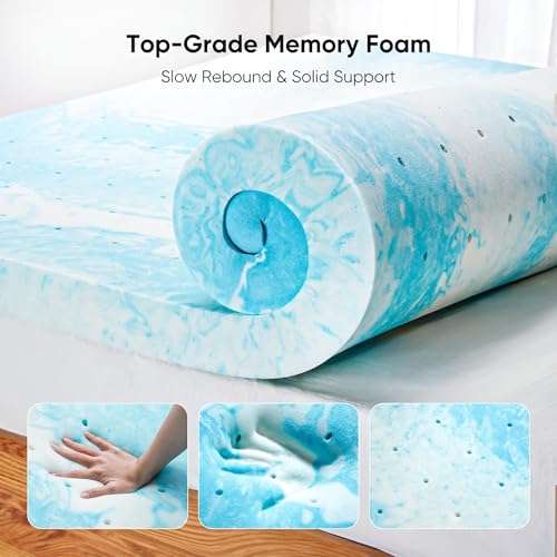 Image of Marsail Full Size Mattress Topper, 3 Inch Gel Memory Foam Bed Topper, Soft Comfortable Mattress Pad for Full Bed, Sleeper Sofa, RV Camper, CertiPUR-US Certified Foam
