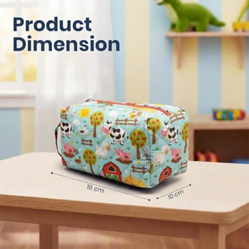 Image of Mini Travel Organizer | Multipurpose All-in-One Compact Durable, Lightweight, Waterproof, Bag | Travel Friendly Pouch | Ideal for Stationary, Diaper, Medicines (Farm Animal Print)