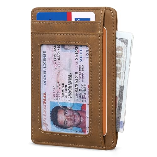 Image of RUNBOX Slim Minimalist Front Pocket RFID Blocking Leather Wallets for Men and Women Card Holder Wallets Gifts for men