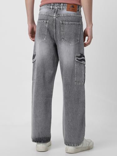 Image of Neostreak Men's Loose Baggy Fit Washed Cargo Jeans with 6 Pockets Non-Stretchable