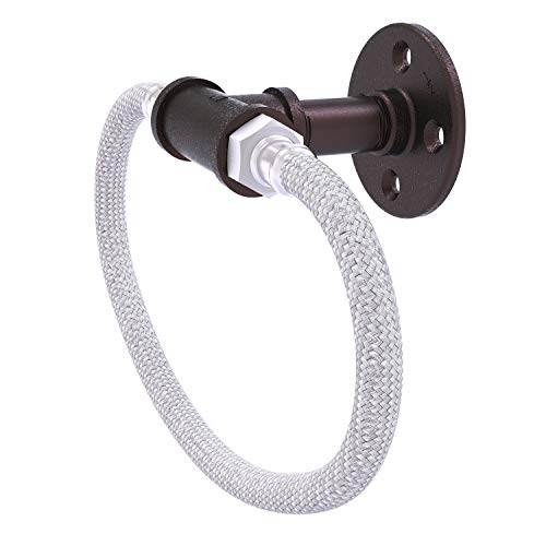 Allied Brass P-500-RG Pipeline Collection Stainless Steel Braided Towel Ring, Antique Bronze