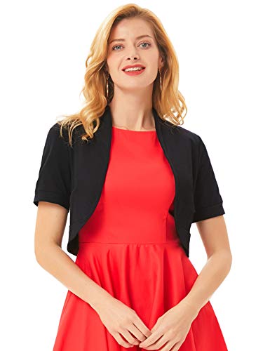 Short Shrugs For Dress Open Front Stretchy Cardigan 30S Retro Bolero Coat For Work 2 Pack (Black&Beige, 2Xl) #TOP4