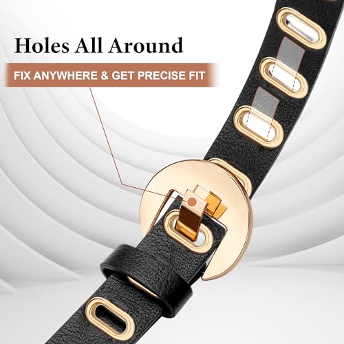 Skinny Grommet Belt Set, Black Belt with Gold Buckle for Women Dresses Jeans4