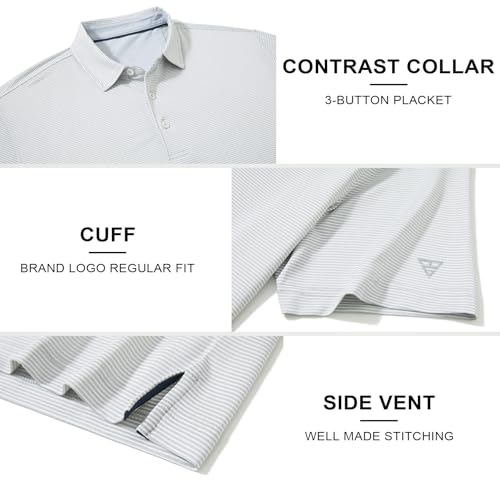 Camiseta polo para hombre de secado rápido con diseño jacquard en rayas, ideal para golf miniatura 5