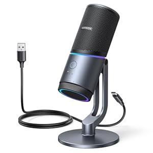 UGREEN Microphone for PC, USB Mic with RGB Lights, Mute Button, 24bit/96kHz, Cardioid Polar Pattern, Volume Control, Condenser Microphone for Streaming, Gaming, Podcasting, Recording, Laptop, PS5