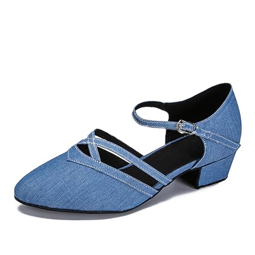 SWDZM Girls Ballroom Dance Shoes Closed Toe Latin Salsa Tango Practice Dance Shoes Low Heel