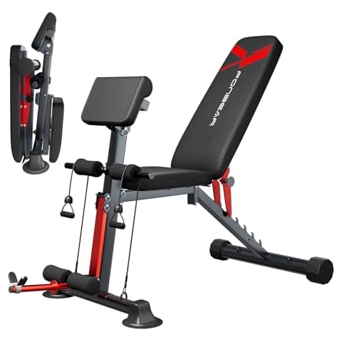 FONBEAR Squat Rack, Barbell Rack, Bench Press 550 LBS Max Load Adjustable Squat Rack Stand - FONBEAR Adjustable Weight Bench - Multi-Function Weight Lifting Home Gym Cover