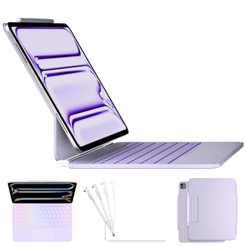 Image of typecase Keyboard Case for iPad Pro 13-inch (M5 2025 / M4 2024), Magic Keyboard with 11 Colors Backlight, Keyboard Case with Pencil Holder, Multi-Touch Trackpad, Easy-Set Magnetic Stand, Light Purple