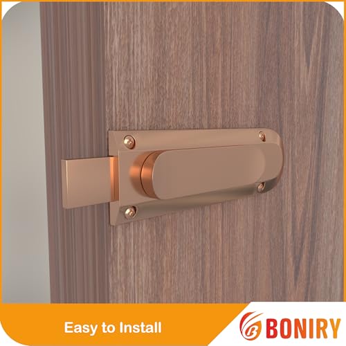 Image of Boniry Door Latch Lock | Solid Metal Door Stopper for Bathroom, Home, Office | Easy Install, Smooth Sliding, Heavy Duty Latch (1, Rose Gold)