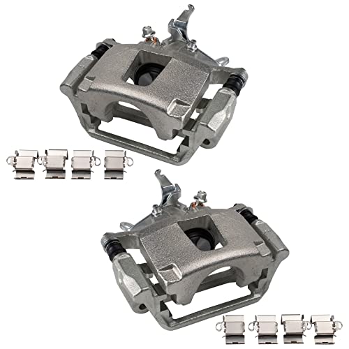 Image of TRQ Rear Brake Caliper Set Zinc Coated Brackets Hardware Compatible with 2012-2018 Dodge Journey