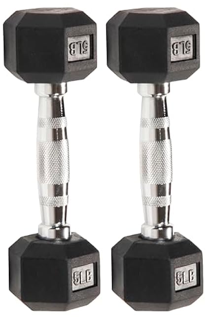Rubber Encased Hex Dumbbell, Multiple Sizes