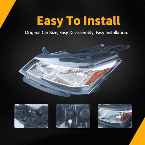 Pair Halogen Headlight Assembly Compatible with 2013 2014 2015 2016 2017 Chevy Traverse, Driver Passenger Left+Right Front Headlamps with Bulbs, Replace 84262931 84262932 GM2502375 GM2503375 - Image 4