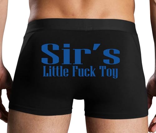Knaughty Knickers Sir's Little Fuck Toy Sirs Fucktoy Masters Submissive Slave Black Mens Boxer Brief Sexy Adult Design