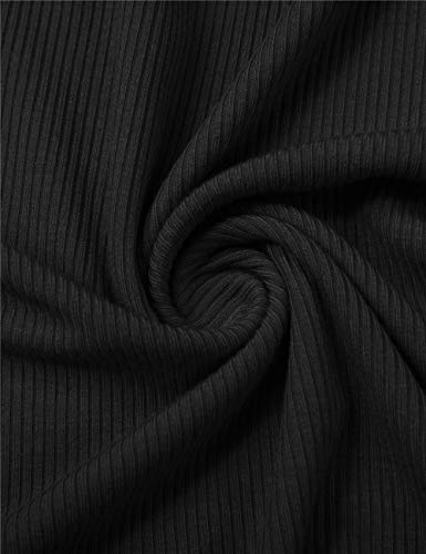 POPZONE Women's Black Mock Neck Ribbed Long Sleeve Tops Slim Fitted Basic Layer Shirt S