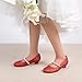 DREAM PAIRS Girls Dress Shoes Low Heels for Little Big Girl Mary Jane Shoes with Pearl Rhinestones Flower Girl Pumps Princess Wedding Party,Size 1 Little Kid,Red,SDFL2403K