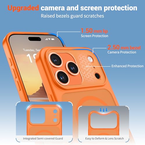 Image of SUPFINE Magnetic for iPhone 17 Pro Max Case Starry Orange | (Compatible with MagSafe)(Military Grade Drop Protection)(Camera Protection)Translucent Matte Phone Cover