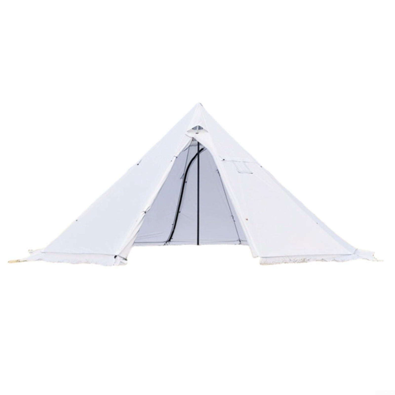 Stufa a legna a forma di piramide, 5 m, antivento, con presa antifumo, telaio in alluminio leggero, grigio bianco