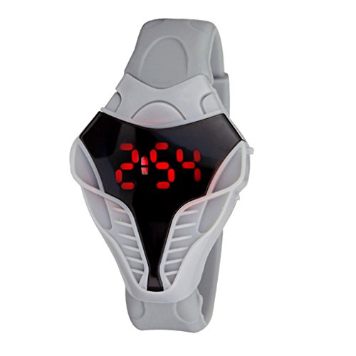 FANMIS LED Digital Fashion Cobra Watch White Silicone Iron Triangle Dial Sports Wristwatch