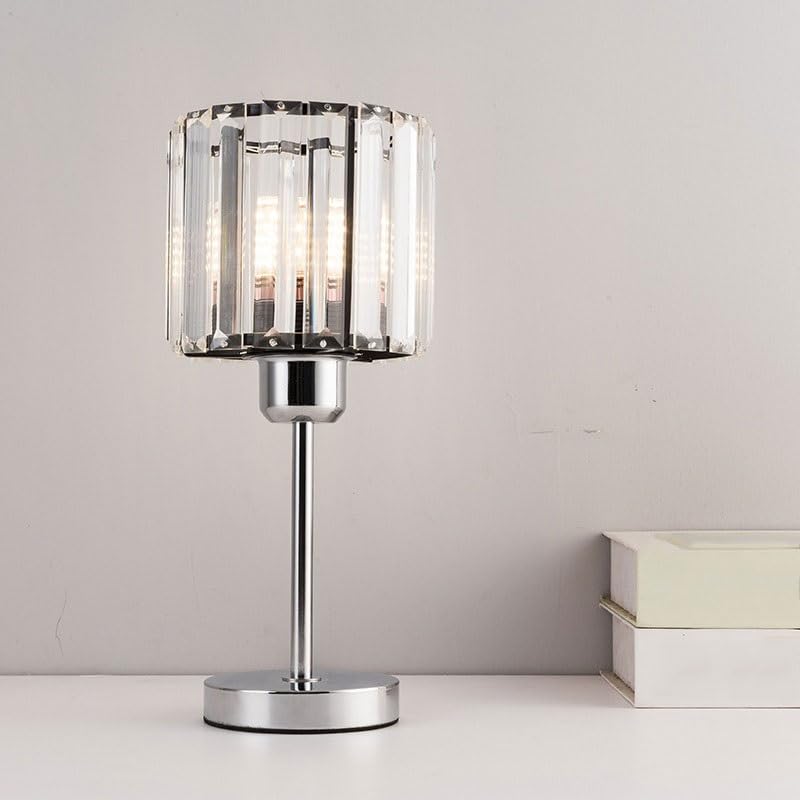 Lampka biurkowa Kryształowa mała lampa stołowa, minimalistyczny prezent na nocną lampkę do sypialni Lampka nocna