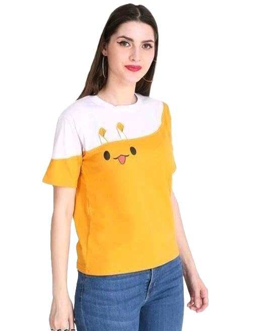 Image of Stylish Women Printed T-Shirt | Cotton Blend Half Sleeve Tee | Fashionable Everyday Collection