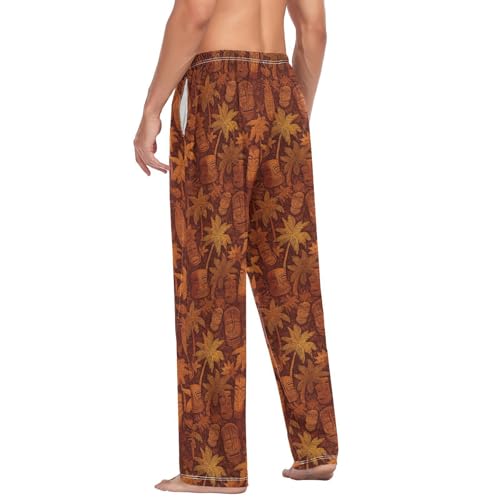 Aflyko Men's Pajama Pants Tiki Palm Tree Pjs Sleepwear Bottoms3