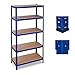 Relaxdays Schwerlastregal, Traglast 1325 kg, 5 Ebenen, zum Stecken, Keller, Garage, Stahl, HxBxT: 180 x 90 x 45 cm, blau