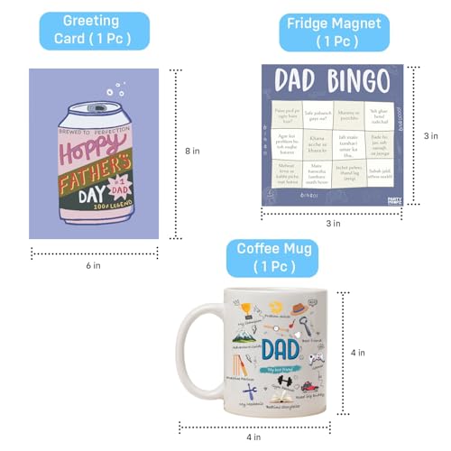 Image of Party Propz Father's Day Gift Hamper for Dad - 3 Pcs Set with Greeting Card, Fridge Magnet, and Coffee Mug - Thoughtful Father's Day Gift Box for Dad, Grandpa, Father-in- Law