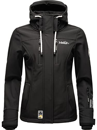 MARIKOO Damen Softshelljacke Übergangsjacke mit Kapuze Kleinezicke Schwarz Gr. L Cover