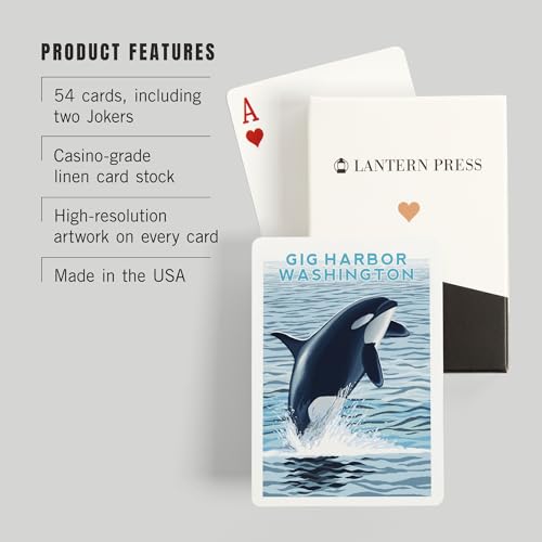 Juego de 52 Naipes Tamaño Poker Orca Whale Gig Harbor miniatura 3