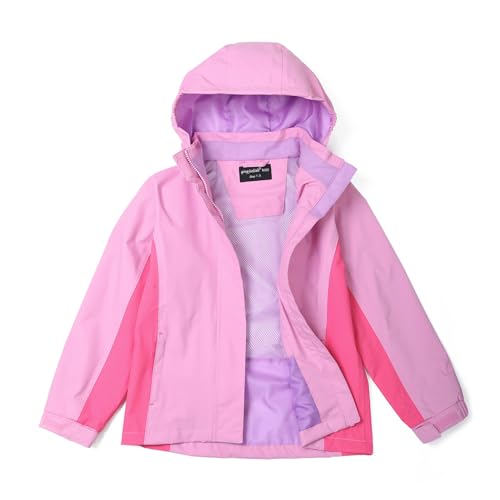 Image of YINGJIELIDE Boys Girls Waterproof Rain Jackets Kids Easy to Fold Windbreaker Lightweight Outdoor Hooded Raincoat