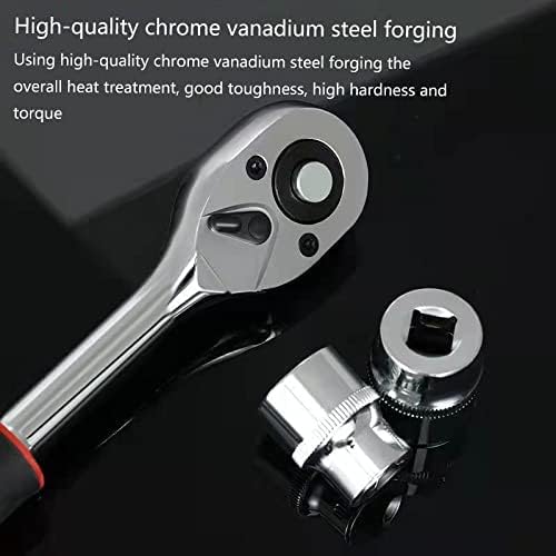 Image of Ratchet Spanner Socket Set 12 In 1 Drive Mechanics Tool Kit Chrome Vanadium Steel with 6 Point Sockets Quick Release Reversible Ratchet Handle Heavy Duty Hand Tool Kit