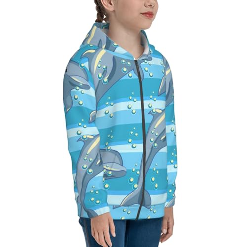 Dolphin Kid Hoodies Boys Zip Up Sweatshirts Girls Pullover with Pocket4