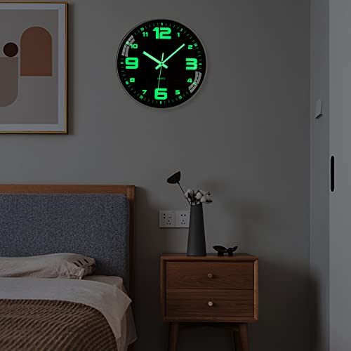 12 Glow-in-the-Dark Silent Wall Clock