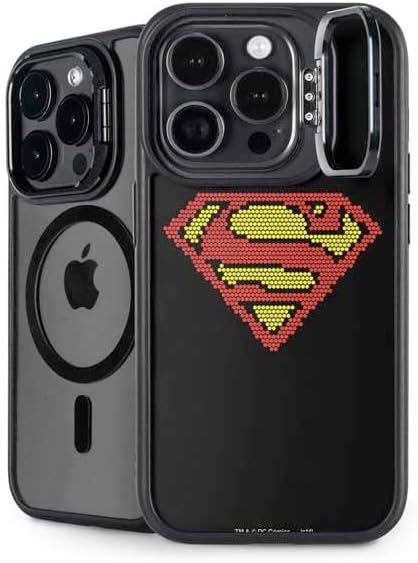 Skinit Kickstand Phone Case Compatible with iPhone 16 Pro Max - Officially Licensed DC Comics Superman Logo Background Pattern Design