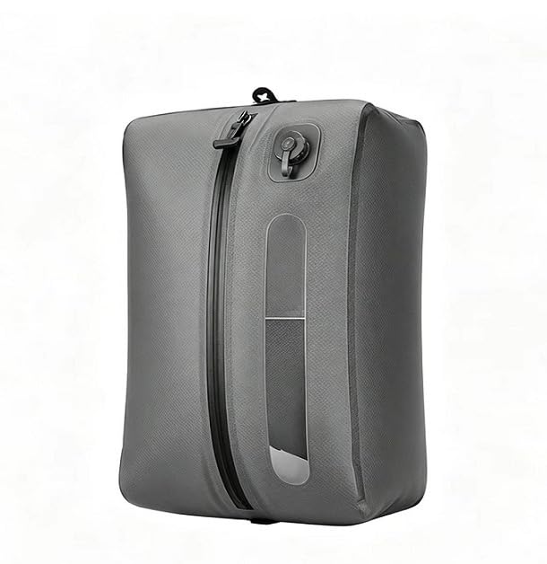 Borsa sottovuoto da viaggio con pompa ad aria integrata, borsa a compressione leggera e pieghevole in TPU impermeabile (batteria non inclusa) (grigio)