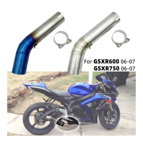 Tubo de escape medio para GSXR600 y GSXR750 2006-2007 K6 adaptador de enlace de acero 2
