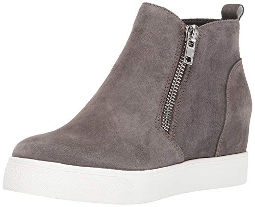 Steve Madden Women's Wedgie Sneaker, Grey Suede, 8.5